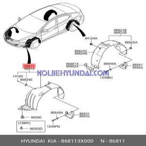 شل گیر چرخ جلو سمت چپ النترا شماره فنی 868113X000