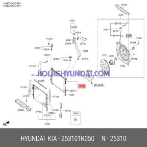 رادیاتور کامل هیوندای i20 اکسنت RB مدل 2013 تا 2017 شماره فنی 253101R050