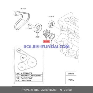 واتر پمپ خودرو کیا شماره 251002B700